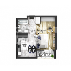 Квартира 40,3 м², 1-комнатная - изображение 2