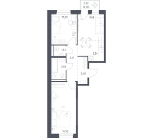Квартира 56,7 м², 2-комнатная - изображение 1