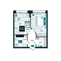 Квартира 34 м², 1-комнатная - изображение 2