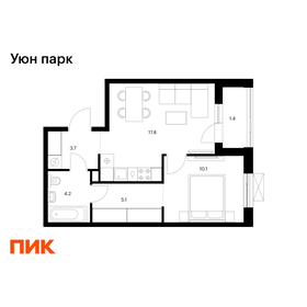 Квартира 42,3 м², 1-комнатная - изображение 1