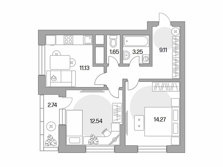 58,3 м², 2-комнатная квартира 12 599 999 ₽ - изображение 113
