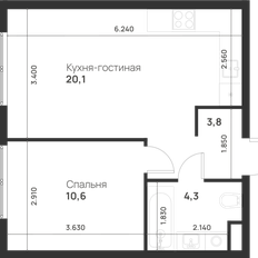 Квартира 38,8 м², 1-комнатная - изображение 2