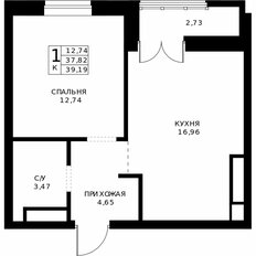Квартира 39,2 м², 1-комнатная - изображение 2