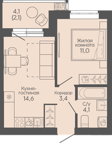 Квартира 35,2 м², 1-комнатная - изображение 1