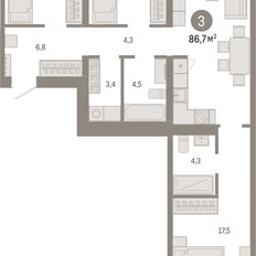 Квартира 86,7 м², 3-комнатная - изображение 3