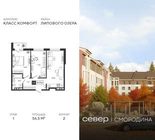 Квартира 56,5 м², 2-комнатная - изображение 1