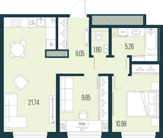 Квартира 58,7 м², 2-комнатная - изображение 1
