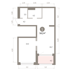 Квартира 54,1 м², 1-комнатная - изображение 2