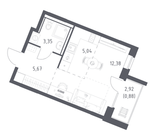 Квартира 27,3 м², студия - изображение 1
