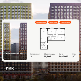 Квартира 76,7 м², 3-комнатная - изображение 1