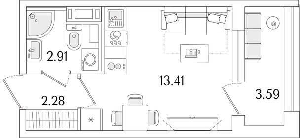 Квартира 20,4 м², студия - изображение 1