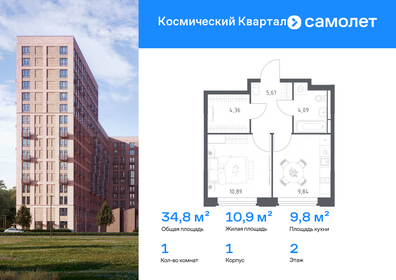Квартира 34,8 м², 1-комнатная - изображение 1