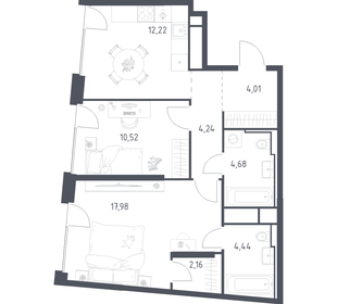 Квартира 60,3 м², 2-комнатная - изображение 1