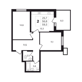 Квартира 65,1 м², 2-комнатная - изображение 1