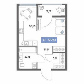 Квартира 27,9 м², студия - изображение 1