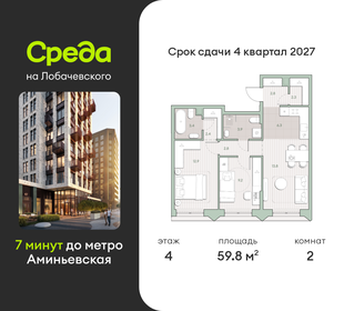 Квартира 59,8 м², 2-комнатная - изображение 1