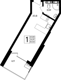 Квартира 30,5 м², 1-комнатные - изображение 1