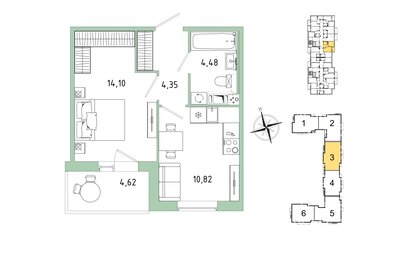 Квартира 36,1 м², 1-комнатная - изображение 1