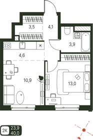 Квартира 40 м², 2-комнатная - изображение 1