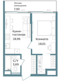 Квартира 48,6 м², 1-комнатные - изображение 1