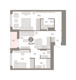 Квартира 72,7 м², 2-комнатная - изображение 1