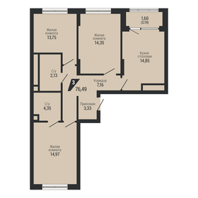 Квартира 76,5 м², 3-комнатная - изображение 2