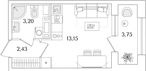 Квартира 20,7 м², студия - изображение 1