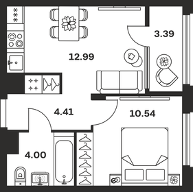 Квартира 35,3 м², 1-комнатная - изображение 1
