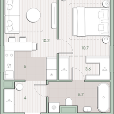 Квартира 39,2 м², 1-комнатная - изображение 2