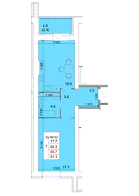 Квартира 48,7 м², 1-комнатная - изображение 1