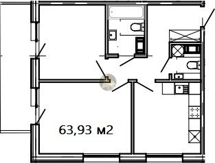 Квартира 63,9 м², 2-комнатные - изображение 1