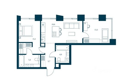 Квартира 65,5 м², 2-комнатная - изображение 1