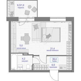 Квартира 39,4 м², 1-комнатная - изображение 1