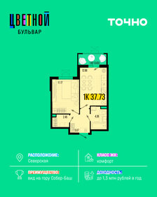 Квартира 37,7 м², 1-комнатная - изображение 1