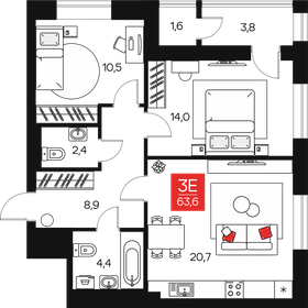 Квартира 63,6 м², 3-комнатная - изображение 1