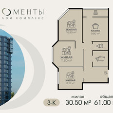 Квартира 61 м², 3-комнатная - изображение 2