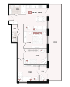 Квартира 86,6 м², 3-комнатная - изображение 1
