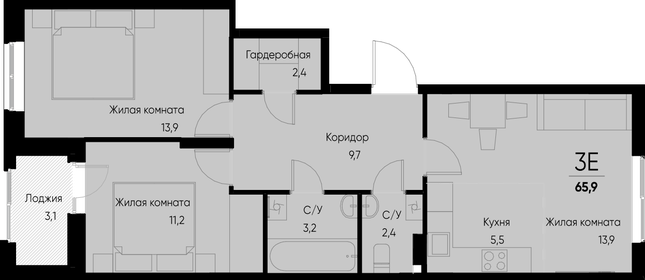 Квартира 65,9 м², 3-комнатная - изображение 1
