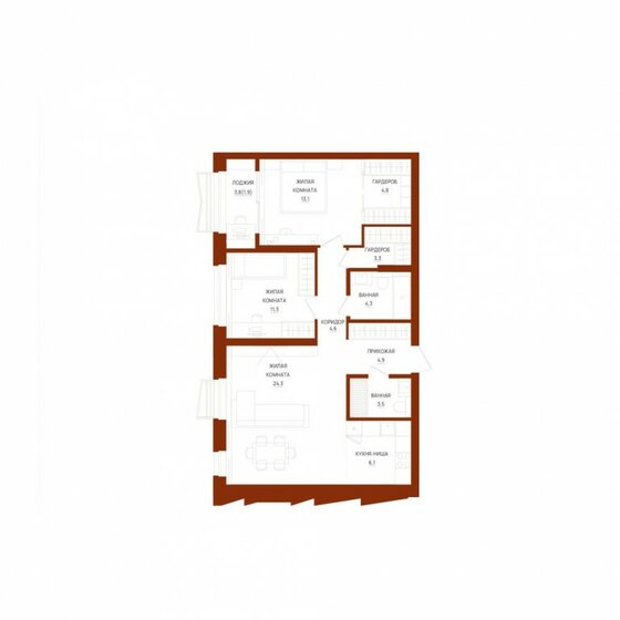 68,3 м², 4-комнатная квартира 12 600 000 ₽ - изображение 19