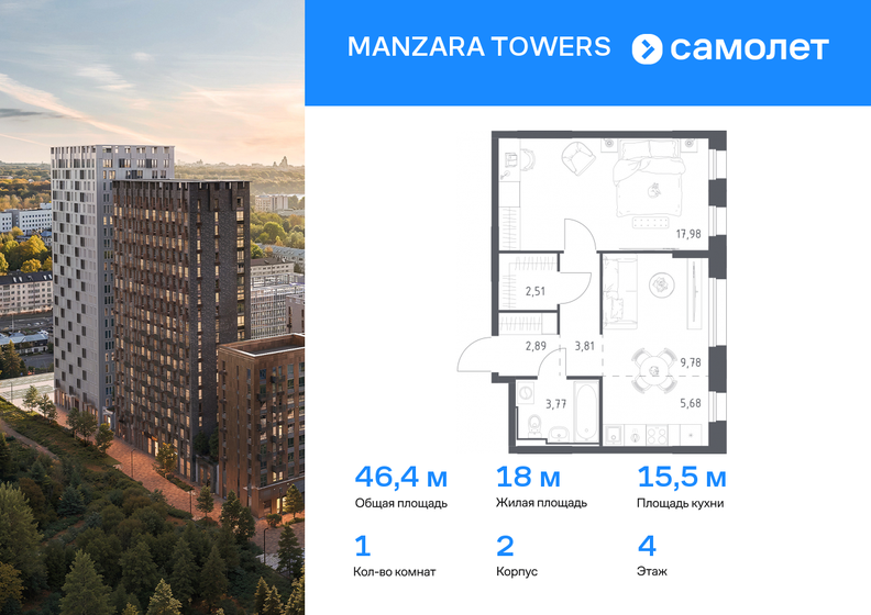35,8 м², 1-комнатная квартира 8 899 000 ₽ - изображение 85
