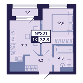 Квартира 32,8 м², 1-комнатная - изображение 1
