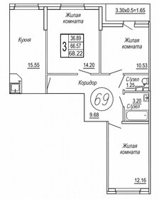 Квартира 69,1 м², 3-комнатная - изображение 1