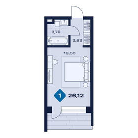 Квартира 26,1 м², 1-комнатные - изображение 1