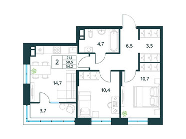 Квартира 54,2 м², 2-комнатная - изображение 1