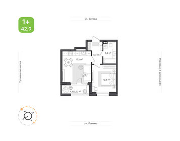 Квартира 42,9 м², 1-комнатная - изображение 1
