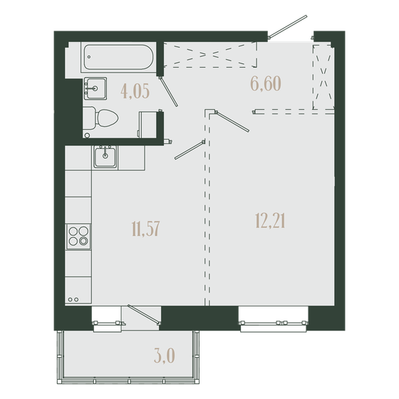 29,7 м², 1-комнатная квартира 3 848 000 ₽ - изображение 28