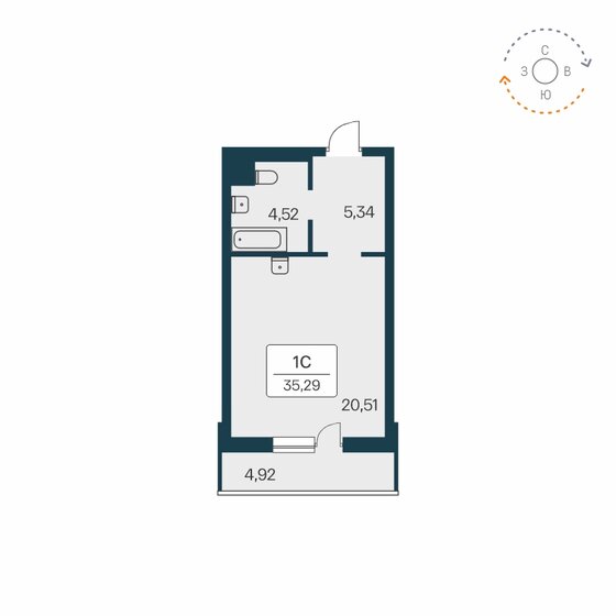 25,5 м², квартира-студия 3 514 340 ₽ - изображение 18