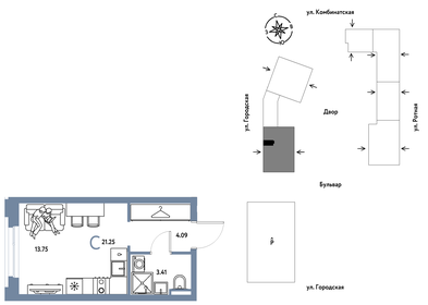 Квартира 21,3 м², 1-комнатная - изображение 1