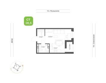 Квартира 28,5 м², 1-комнатная - изображение 1