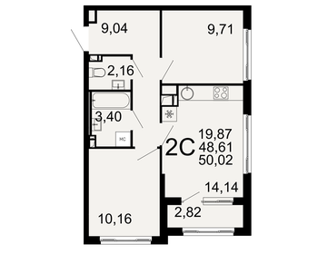 Квартира 50 м², 2-комнатная - изображение 1